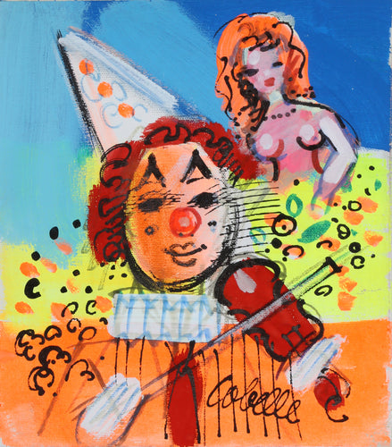 Violinist Clown and Nude in Flowers