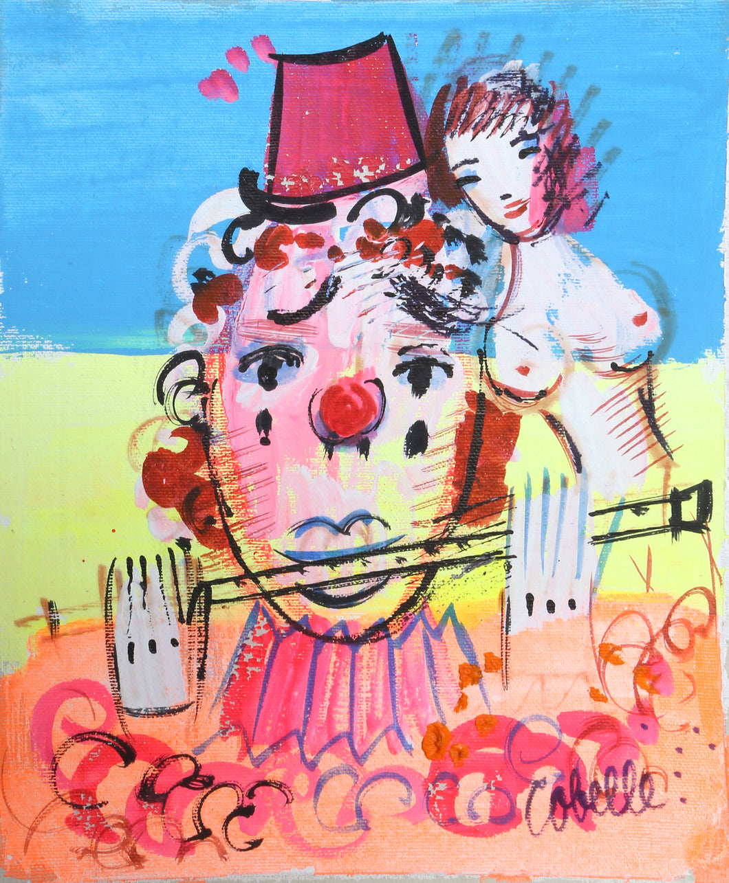 Flautist Clown with Nude