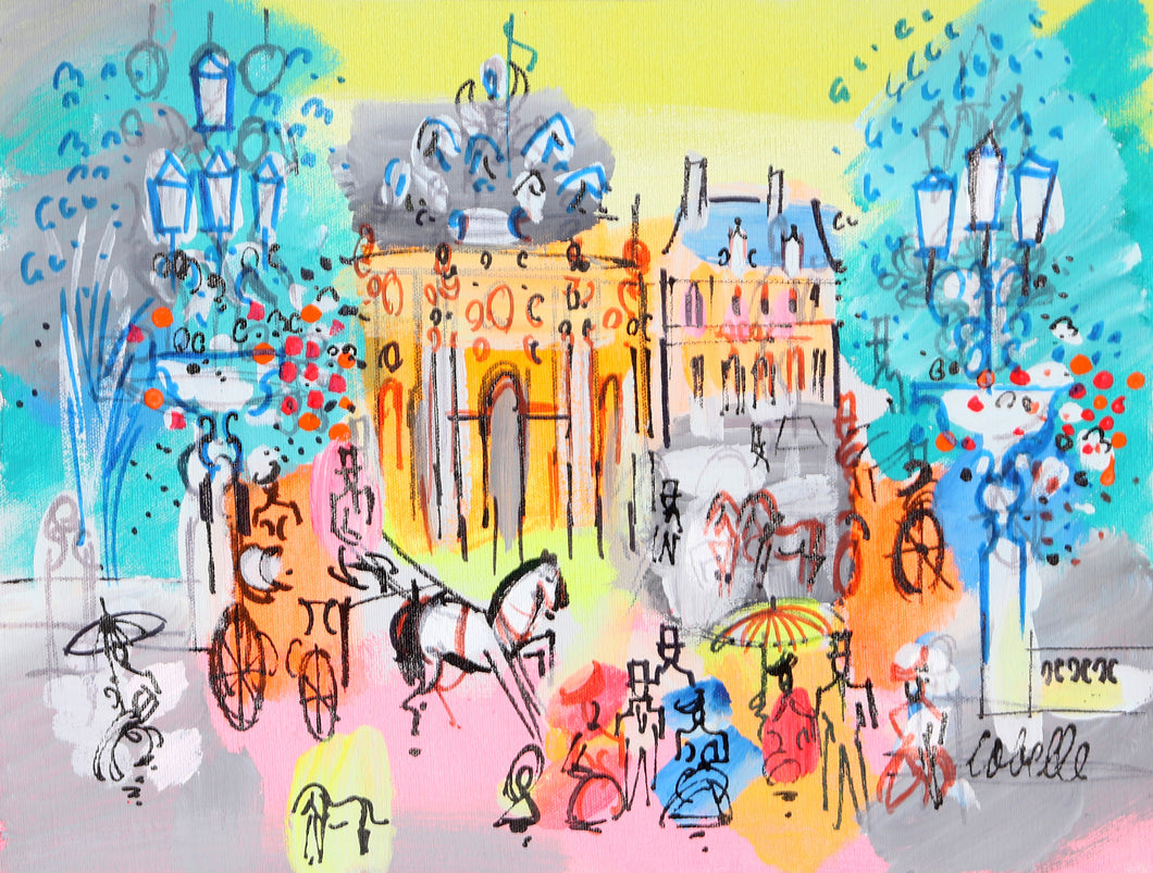 Paris Street with Horse and Carriage