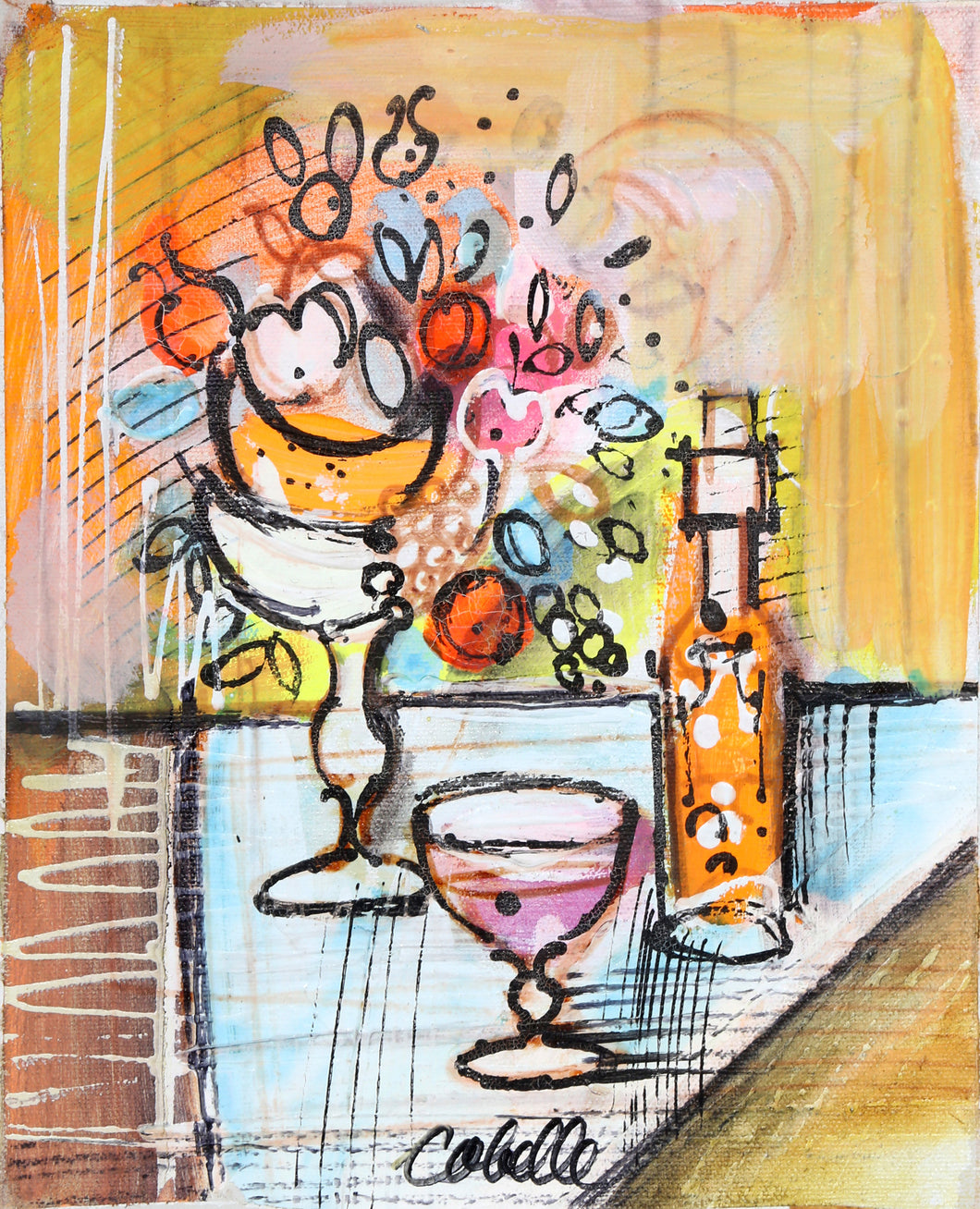 Still Life with Wine and Flowers 3