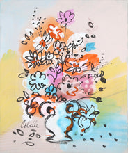 Vase with Flowers (Baby Blue and Orange)