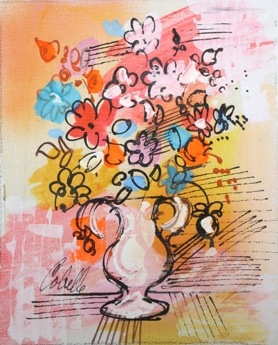 Vase with Flowers (Pink and Blue) 1
