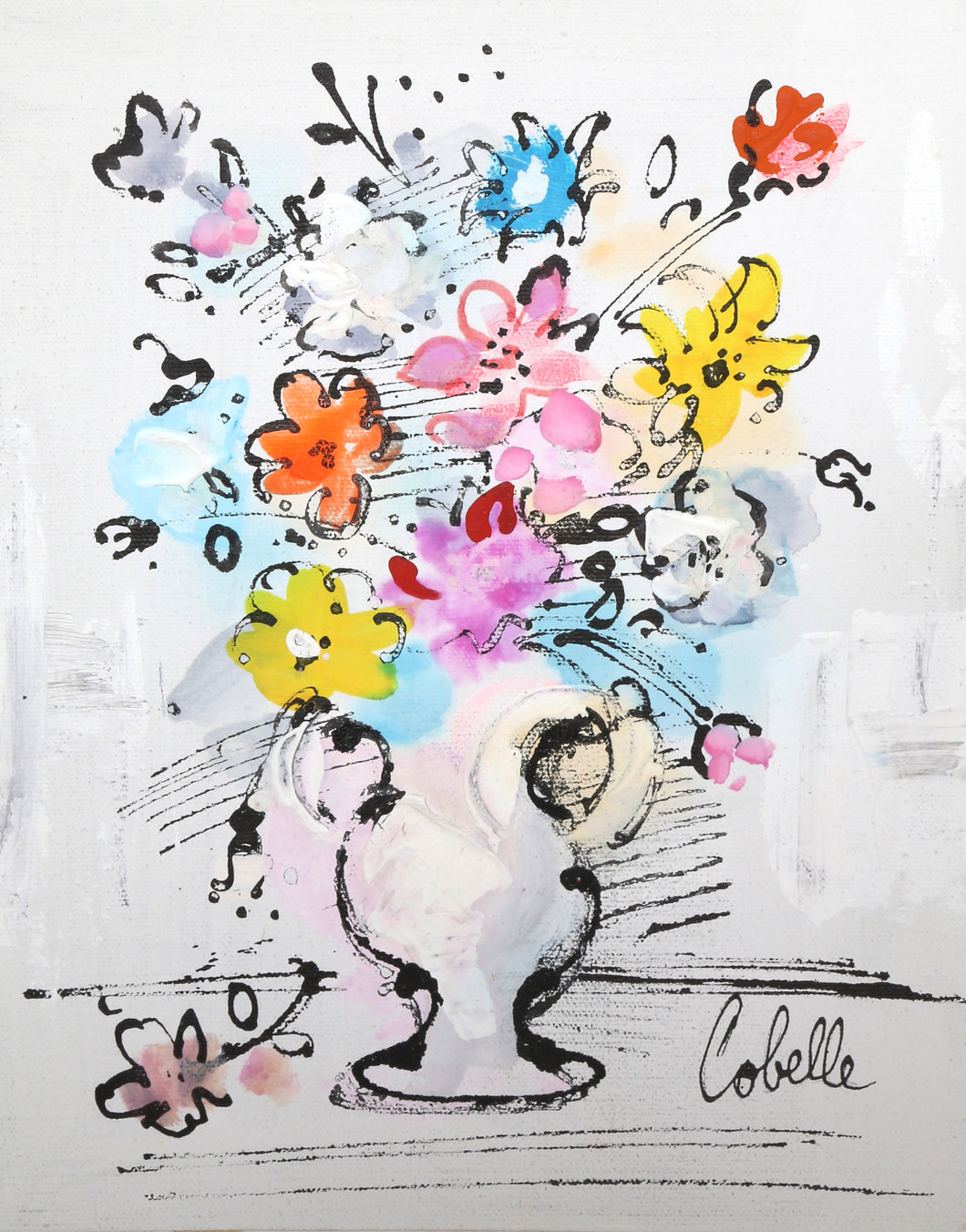 Vase with Flowers (Blue and Yellow)