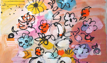 Vase with Flowers (Blue and PInk on Peach)