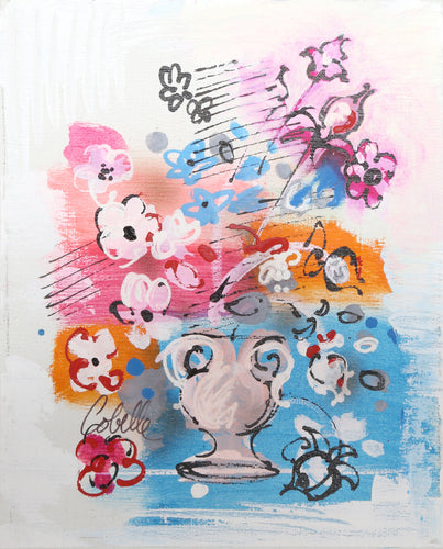Vase with Flowers (Pink and Blue) 2