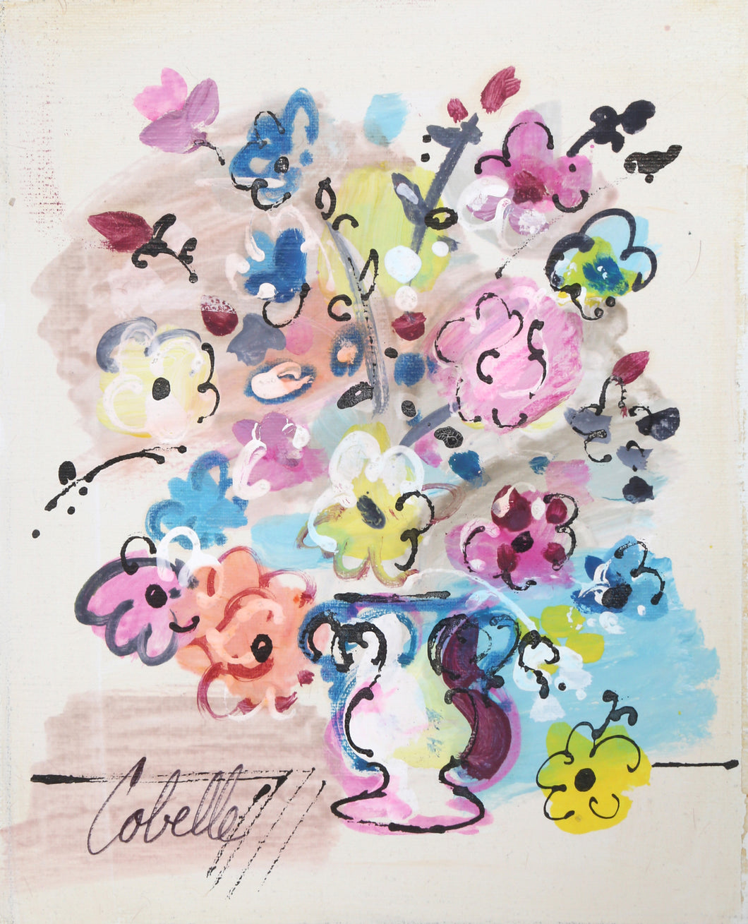 Vase with Flowers (Blue and Purple)