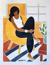 Women Sitting in Black Harem Trousers