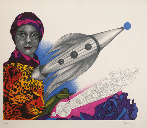 Blue Rose and Red Sky