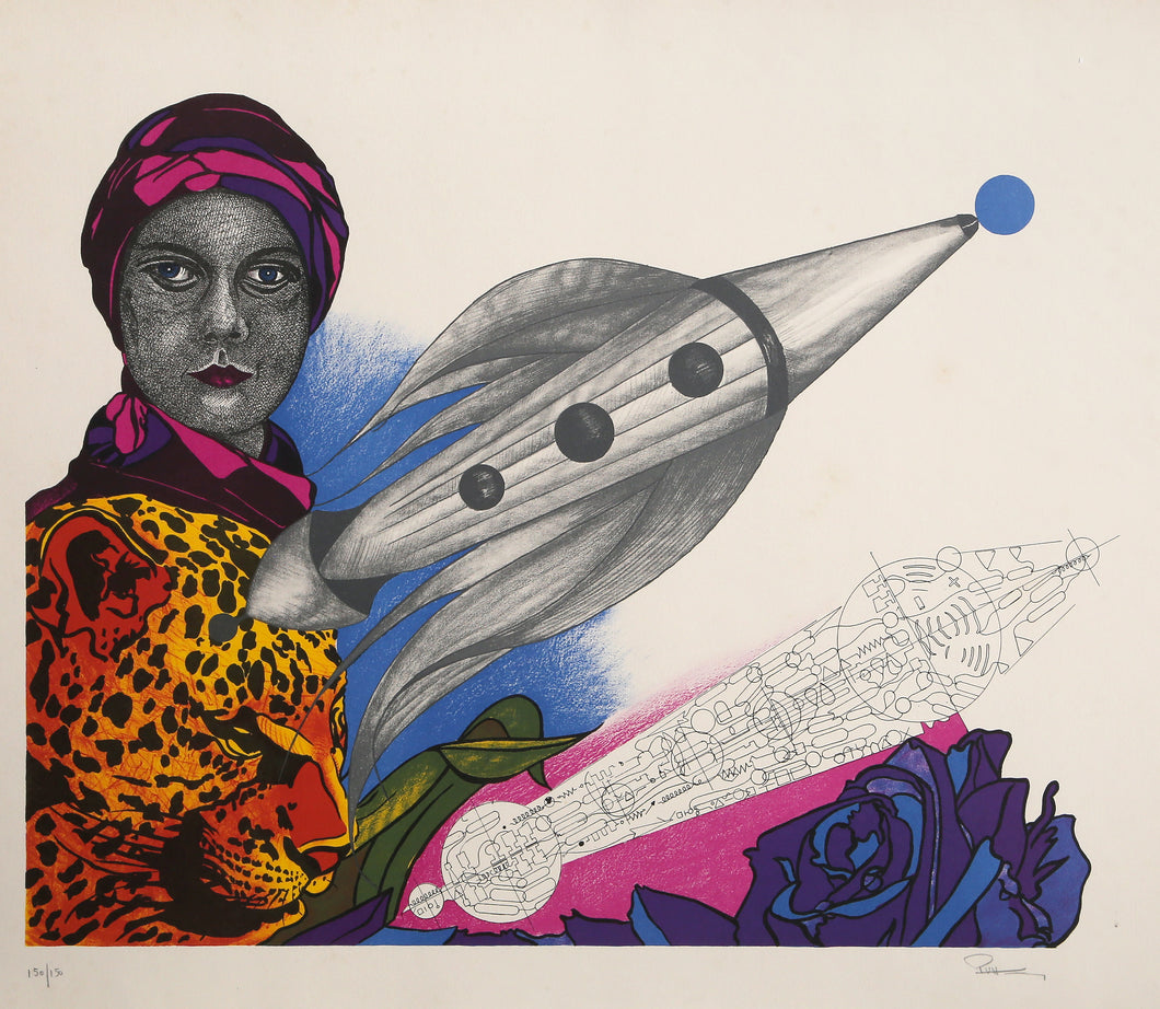 Blue Rose and Red Sky