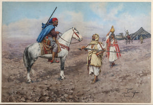 North African Orientalist Scene (Horseman and Nomadic Traders)