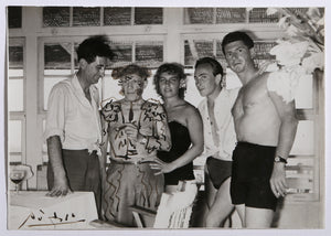 Pablo Picasso with His Family and Bullfighter Francisco "El Minuni" Reina at Resturant Nounou in Golfe-Juan, France