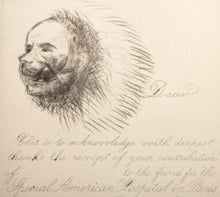 Contribution Receipt of the Special American Hospital in Paris for Wounds of the Face and Jaw State Two