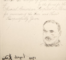 Contribution Receipt of the Special American Hospital in Paris for Wounds of the Face and Jaw State Two