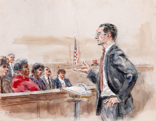 12 - Eight Figures, Juror in Red Watercolor | Marshall Goodman,{{product.type}}