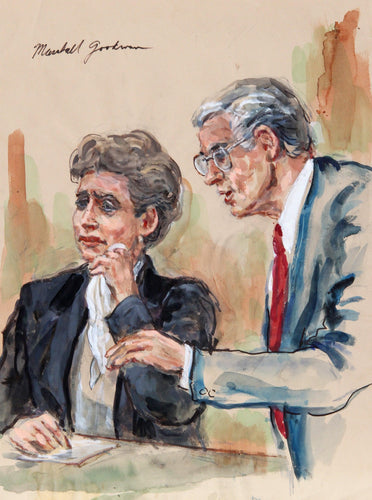 17 - Two Figures, Woman Dabbing Tears Watercolor | Marshall Goodman,{{product.type}}