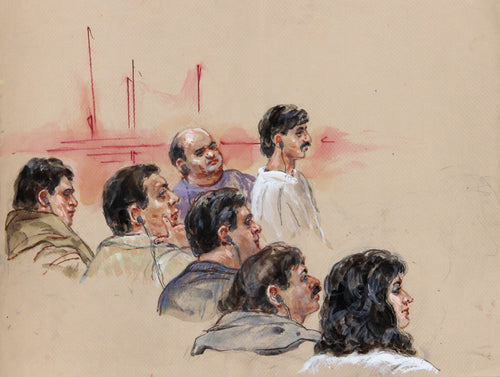 19 - Seven Figures Wearing Earpieces Watercolor | Marshall Goodman,{{product.type}}