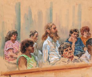 22 - Eight Figures - Jurors, Bearded Man with Pony Tail Watercolor | Marshall Goodman,{{product.type}}
