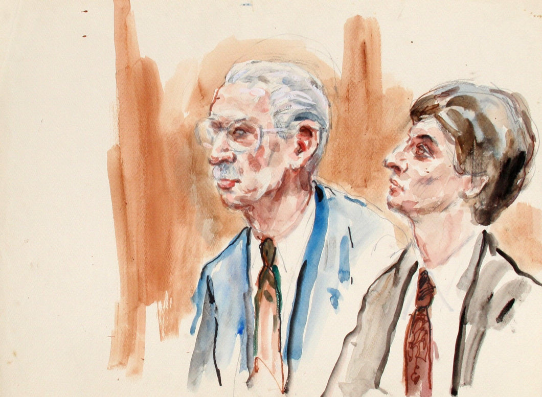 25 - Two Figures, Two Men in Jackets and Ties Watercolor | Marshall Goodman,{{product.type}}