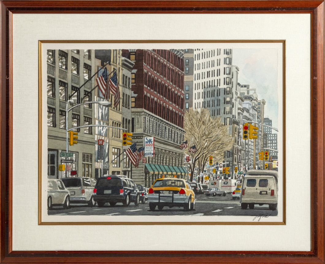 28th and Broadway Watercolor | Unknown Artist,{{product.type}}