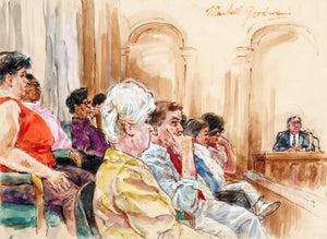 29 - Nine Figures - Large Juror in Red on Far Left Watercolor | Marshall Goodman,{{product.type}}