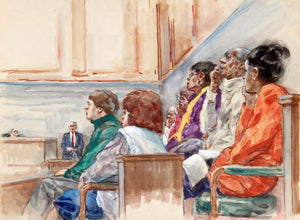 30 - Nine Figures, Judge Far Left in Green Chair Watercolor | Marshall Goodman,{{product.type}}