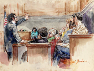 32 - Ten Figures - Dramatic Lawyer Left Hand Raised Watercolor | Marshall Goodman,{{product.type}}