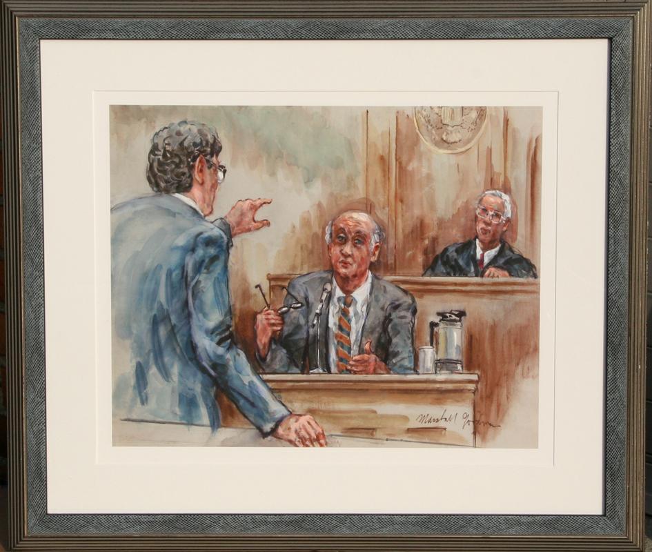 47 - Three Figures - Man on Stand with Microphone, Holding Glasses - Print Digital | Marshall Goodman,{{product.type}}