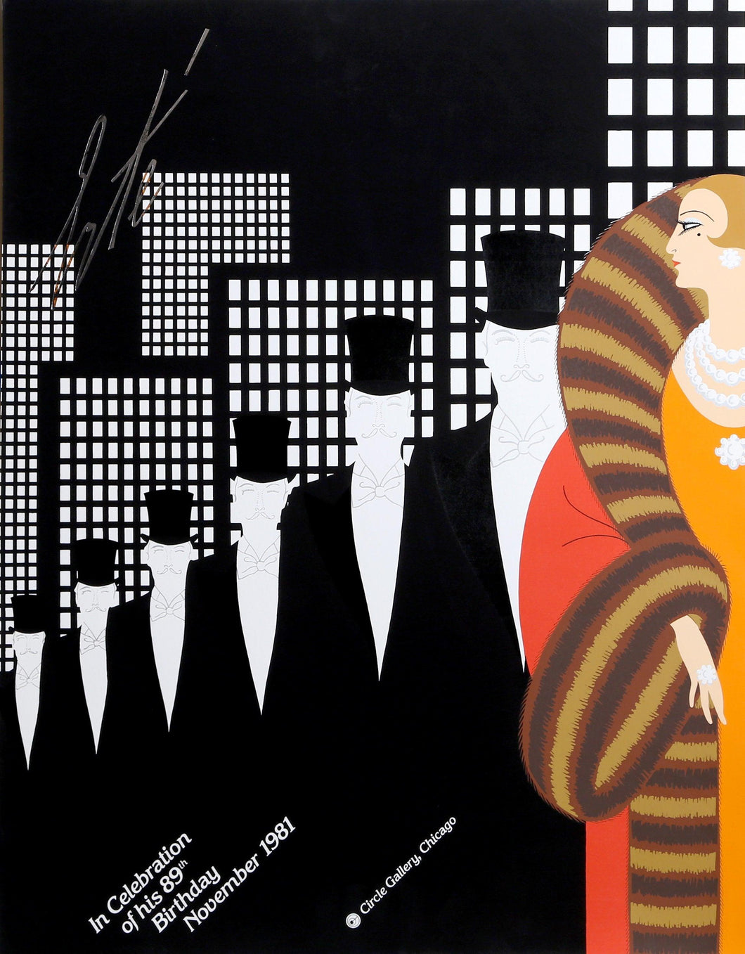 89th Birthday Celebration - Top Hats Poster | Erté,{{product.type}}