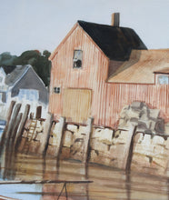 New England Boathouse Watercolor | Ralph Acosta,{{product.type}}