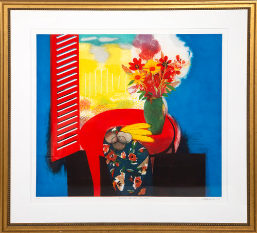 Blue Room, Red Table, Red Shutter