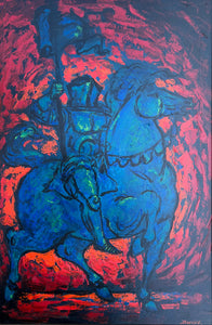 Blue Knight on Horse