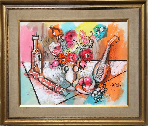 Still Life with Mandolin and Wine Acrylic | Charles Cobelle,{{product.type}}