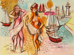 Two Ladies With Sailboats Acrylic | Charles Cobelle,{{product.type}}