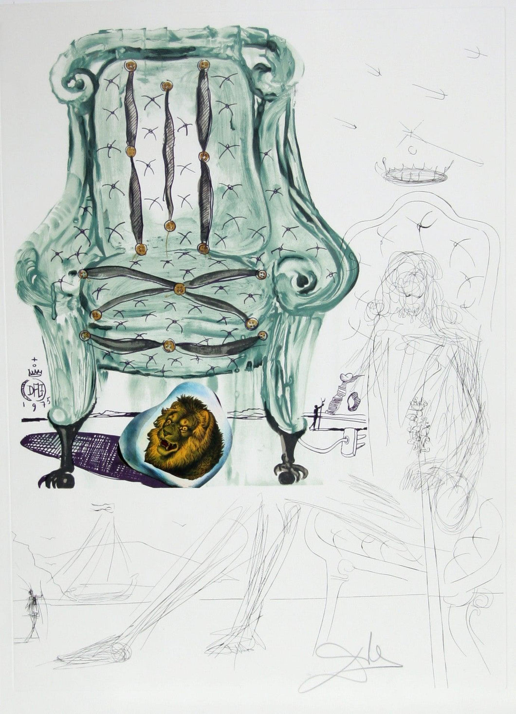 Breathing Pneumatic Armchair Lithograph | Salvador Dalí,{{product.type}}