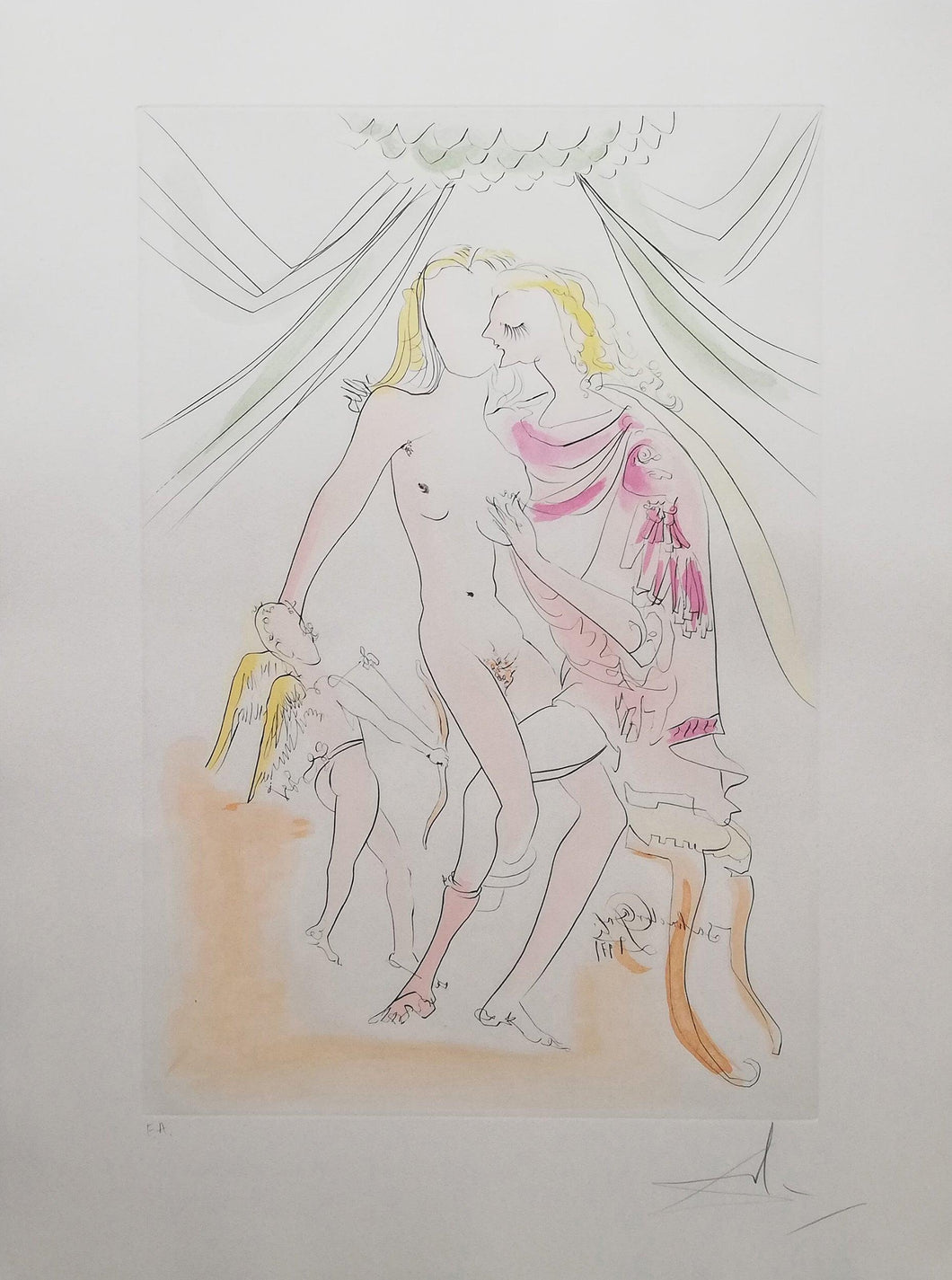 Venus, Mars et Cupidon Engraving | Salvador Dalí,{{product.type}}