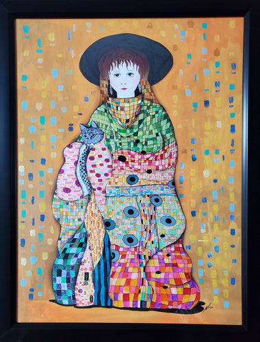 Lady with Cat Mixed Media | Nico,{{product.type}}