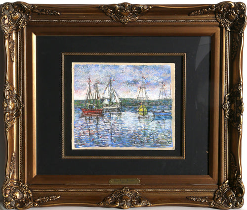 Les Bateau Rouge et Jaune Pastel | Paul-Emile Pissarro,{{product.type}}
