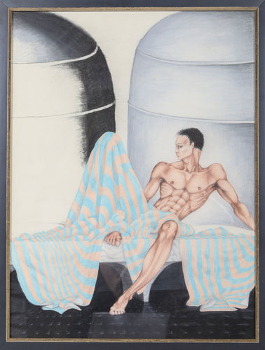 Reclining Male Nude in Blanket