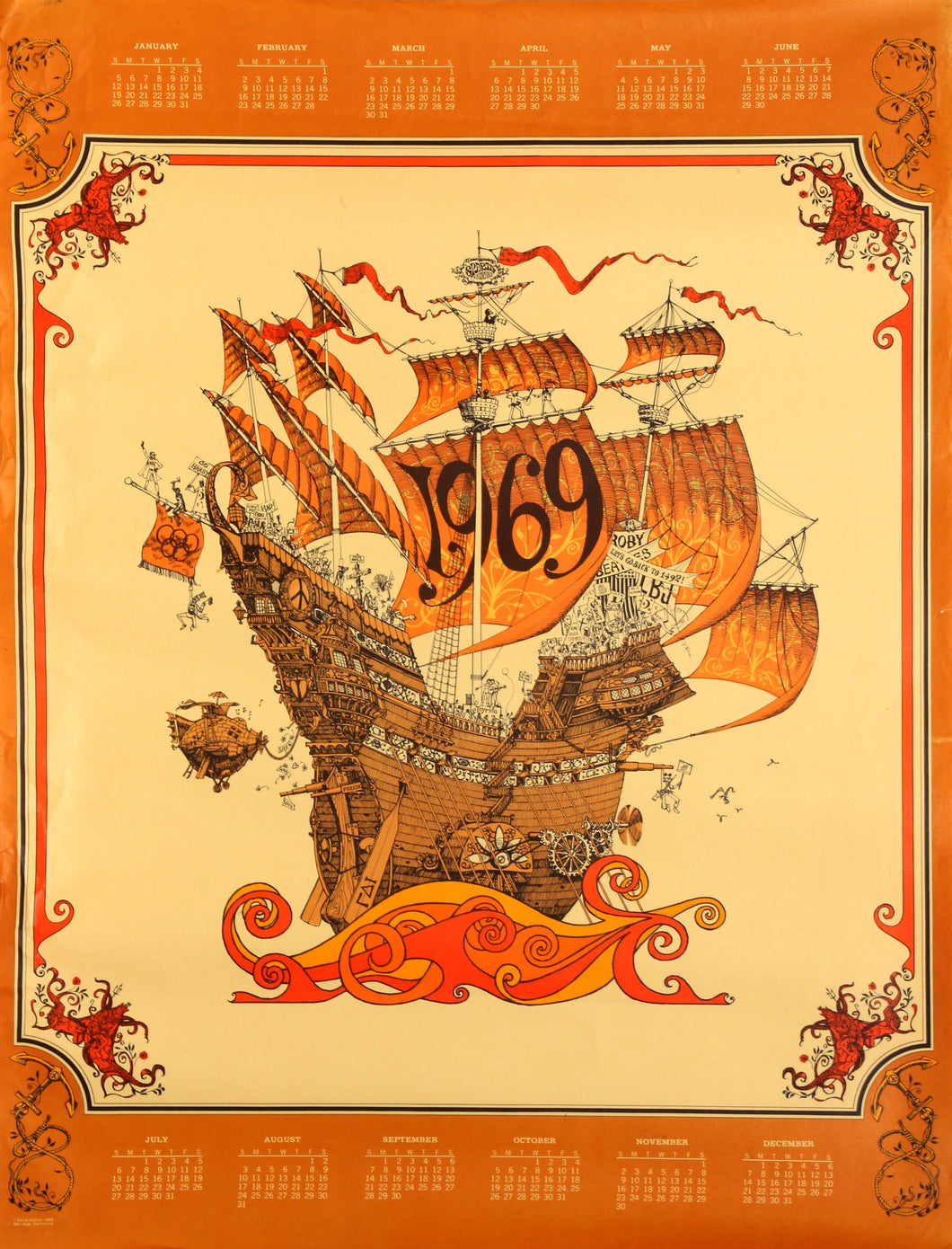 Tall Ship (Orange) Poster | James Michaelson,{{product.type}}