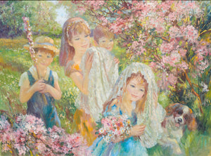 Children with Mantillas with Flowers