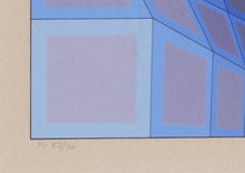 Vega Linear Blue Screenprint | Victor Vasarely,{{product.type}}