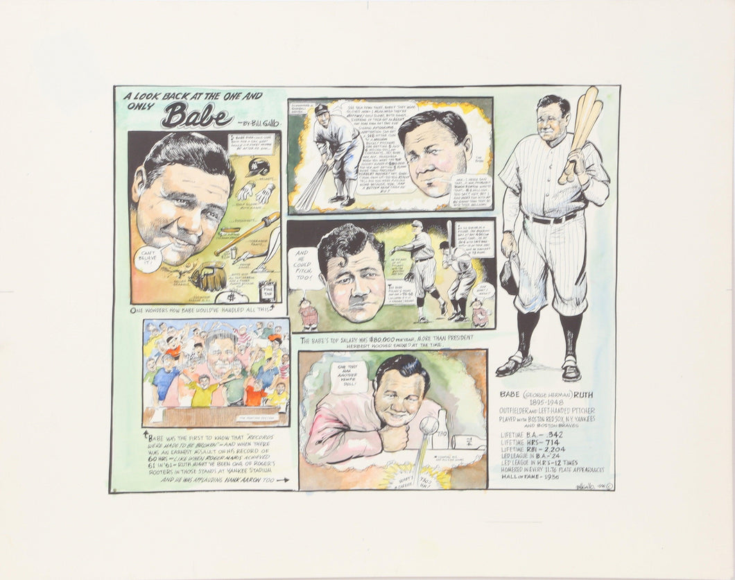 A Look Back at the One and Only Babe (Color) Watercolor | Bill Gallo,{{product.type}}