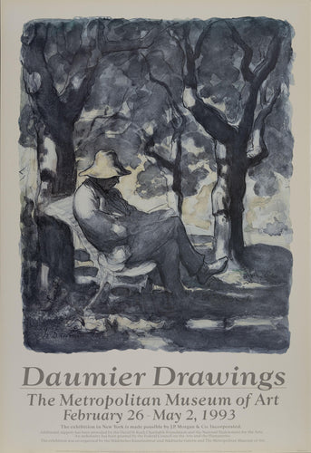 A Man Reading in a Garden Poster | Honore Daumier,{{product.type}}