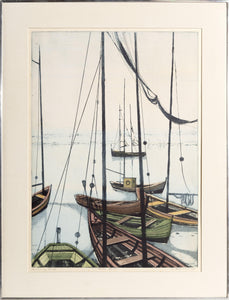 A Quiet Marina Etching | Hans Behrens,{{product.type}}