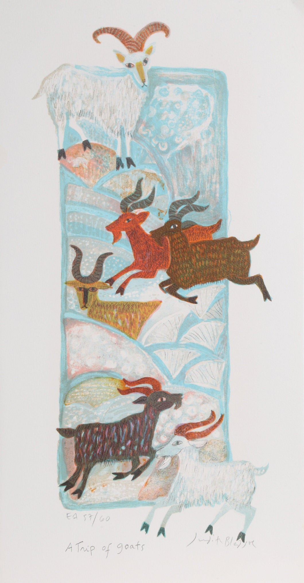 A Trip of Goats Lithograph | Judith Bledsoe,{{product.type}}
