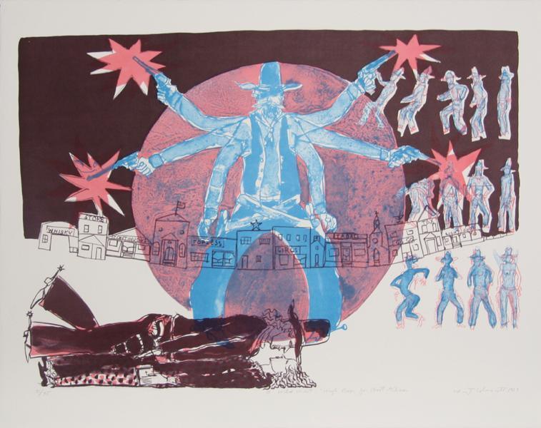 A Wild West: High Noon for Hoot Gibson Lithograph | Warrington Colescott,{{product.type}}
