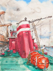Aboard Ship Watercolor | Marshall Goodman,{{product.type}}