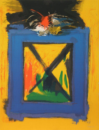 Abstract Blue Square Lithograph | Ronaldo de Juan,{{product.type}}