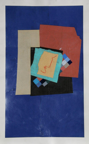 Abstract Brown on Blue Oil | Sol,{{product.type}}