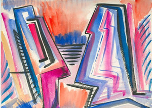Abstract Easter Island Watercolor | Harold Wallerstein,{{product.type}}